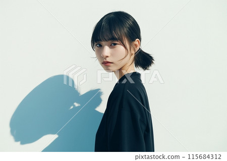 Black shirt woman fashion "AI generated image" 115684312