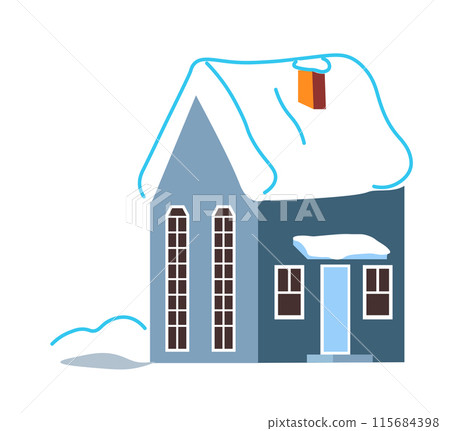 Blue House Winter Illustration vector 115684398