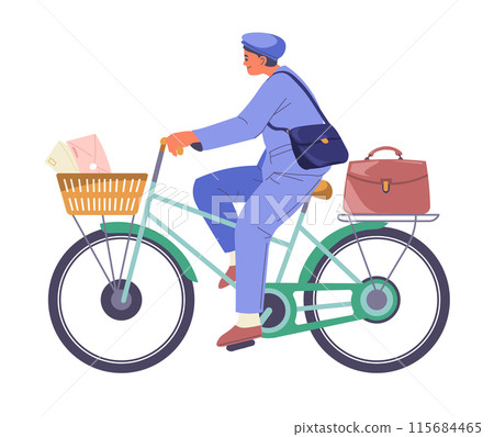 Postman on Bicycle Illustration vector 115684465