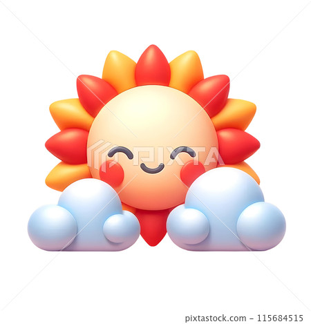 3D happy  sun with clouds  115684515