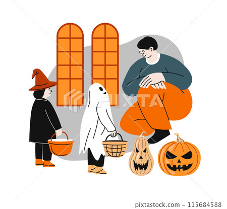 Kids Trick or Treating vector Kids Trick or Treating vector 115684588