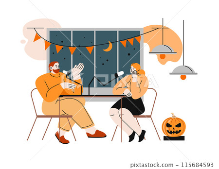 Halloween Horror Podcast Recording vector 115684593