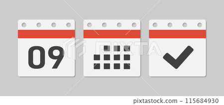 Vector icon page calendar - 9 day, agenda, done 115684930