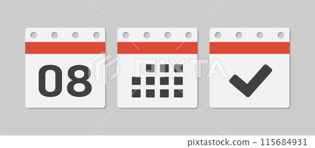 Vector icon page calendar - 8 day, agenda, done 115684931