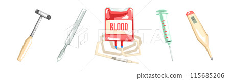 Medical Object, Device and Equipment for Self Care and First Aid Vector Set Medical Object, Device and Equipment for Self Care and First Aid Vector Set 115685206