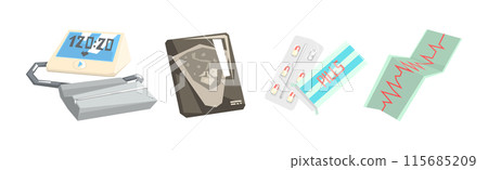 Medical Object, Device and Equipment for Self Care and First Aid Vector Set 115685209