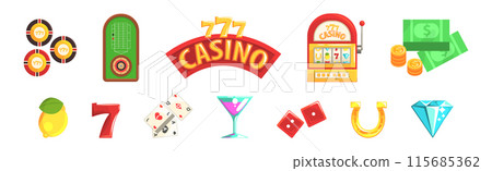Casino Game Object and Element Colorful Vector Set Casino Game Object and Element Colorful Vector Set 115685362