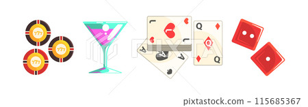 Casino Game Object and Element Colorful Vector Set Casino Game Object and Element Colorful Vector Set 115685367
