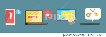 Hacker Attack and Internet Fraud Element and Item Vector Set Hacker Attack and Internet Fraud Element and Item Vector Set 115685420