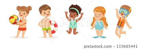 Small Children Having Fun In Water of the Pool Vector Set Small Children Having Fun In Water of the Pool Vector Set 115685441