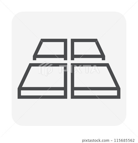 Tile floor construction vector icon, thin line and editable stroke. Tile floor construction vector icon, thin line and editable stroke. 115685562