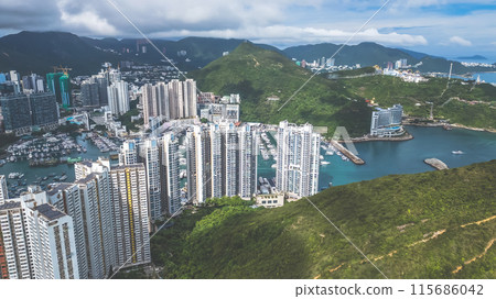June 11 2024 Aberdeen bay estuary with Buildings at southern of Hong Kong June 11 2024 Aberdeen bay estuary with Buildings at southern of Hong Kong 115686042