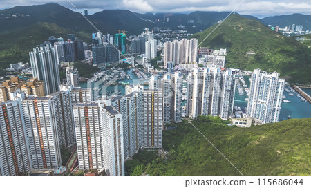 June 11 2024 Aberdeen bay estuary with Buildings at southern of Hong Kong June 11 2024 Aberdeen bay estuary with Buildings at southern of Hong Kong 115686044