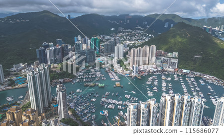 June 11 2021 Landscape from top view see the Floating House and local boat 115686077