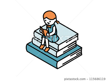 Illustration of a high school student reading 115686119