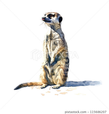 Watercolor illustration of a meerkat on a white background 115686207