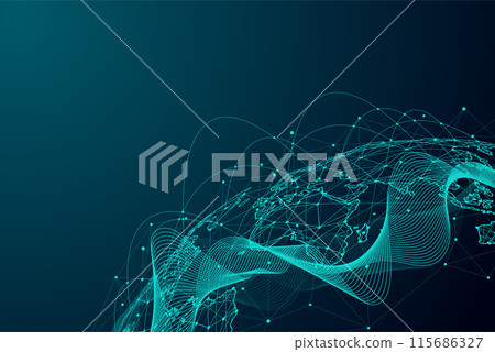 Global network connection. World map point and line composition concept of global business. Vector Illustration Global network connection. World map point and line composition concept of global business. Vector Illustration 115686327