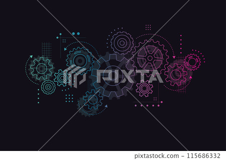 Abstract gear wheel mechanism background. Machine technology. Vector illustration Abstract gear wheel mechanism background. Machine technology. Vector illustration 115686332