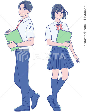 男女學生拿著書微笑 115686350