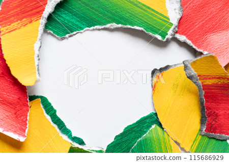 Torn paper on white background Torn paper on white background 115686929