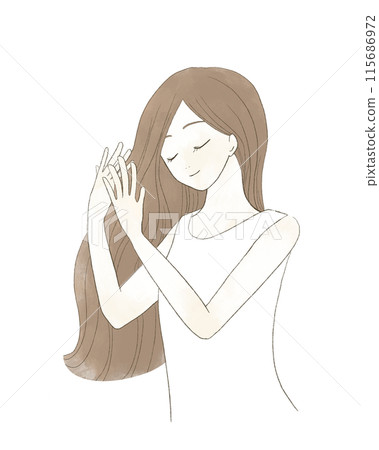 Women doing hair care 115686972