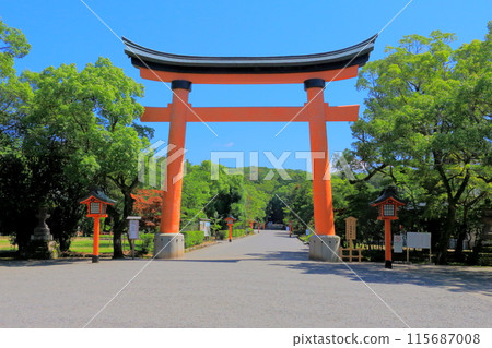 Large torii gate and approach to Usa Shrine Large torii gate and approach to Usa Shrine 115687008