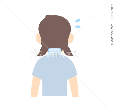 脖子後面放著降溫床單的女孩 115687093