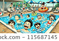 孩子們在游泳池裡玩耍 115687145