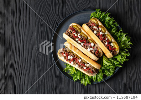 Midwestern Loose Meat Sandwiches on a grey plate Midwestern Loose Meat Sandwiches on a grey plate 115687194