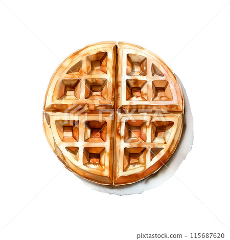 白色背景華夫餅的水彩插圖 115687620