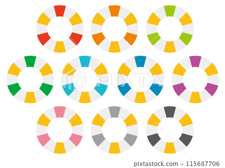 Set of three colored swim ring illustrations Set of three colored swim ring illustrations 115687706