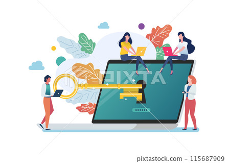 People with Gold key try to unlock laptop People with Gold key try to unlock laptop 115687909