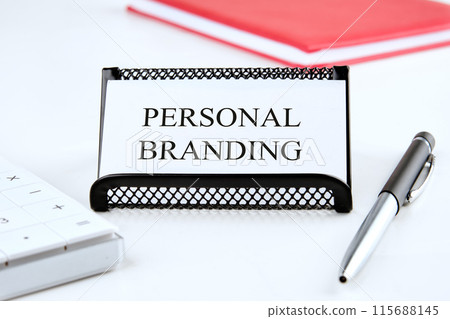 Business concept. Personal Branding text on a business card on a white background 115688145