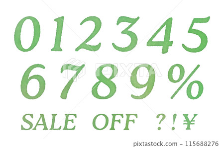Watercolor numbers in green Watercolor numbers in green 115688276