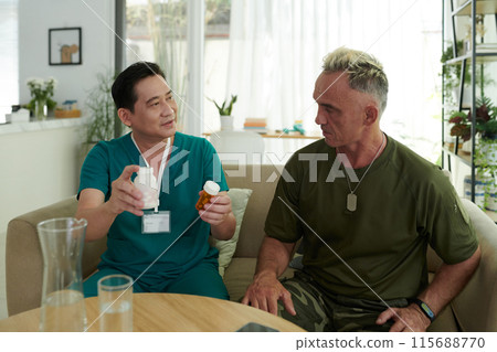 Doctor Prescribing Medicine to Officer 115688770