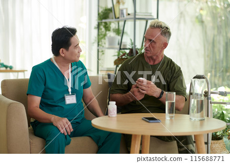 Doctor Prescribing Medicine to Soldier Doctor Prescribing Medicine to Soldier 115688771