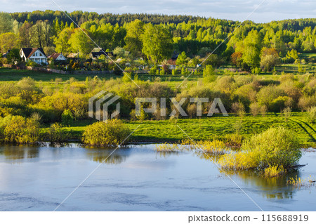 Sorot river coastal landscape photo taken on a sunny summer day 115688919