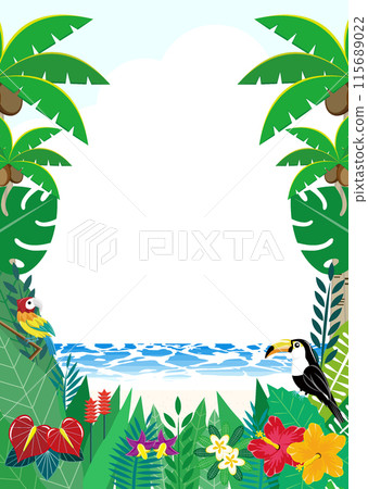 Tropical seaside birds and plants, portrait orientation Tropical seaside birds and plants, portrait orientation 115689022