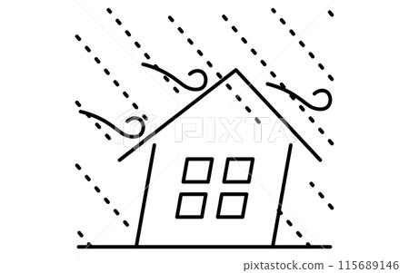 颱風、自然災害簡單的線條畫圖標 115689146
