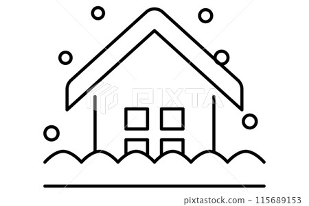 大雪、自然災害簡單的線條畫圖標 115689153