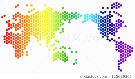 Hexagon shape world map on white background. Hexagon shape world map on white background. 115689305