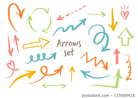 Hand-drawn arrow set Arrow 115689428