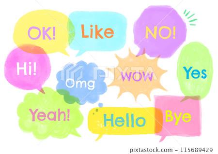 Watercolor handwritten speech bubble set 115689429