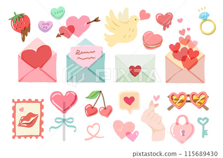 Heart illustration set Valentine's Day Mother's Day 115689430