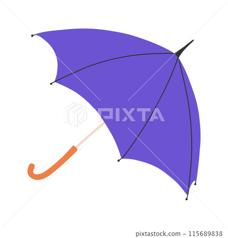 Umbrella in doodle style isolated on white background. Flat open umbrella. 115689838