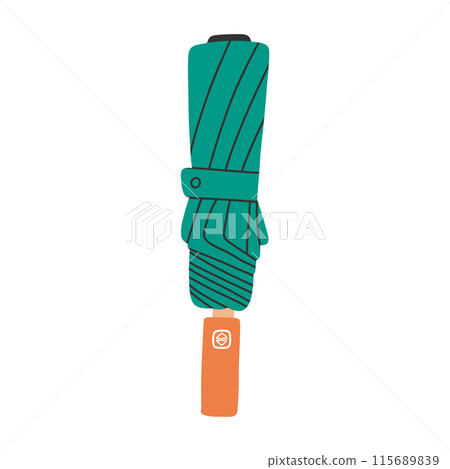 Umbrella in doodle style isolated on white background. Flat open umbrella. 115689839