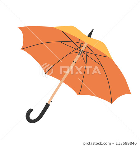 Umbrella in doodle style isolated on white background. Flat open umbrella. Umbrella in doodle style isolated on white background. Flat open umbrella. 115689840