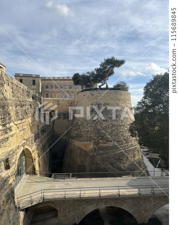 View of the old city of Valletta in Malta from the stairs 115689845