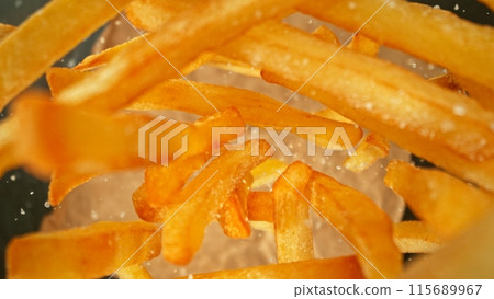 Freeze Motion of Flying French Fries. Freeze Motion of Flying French Fries. 115689967