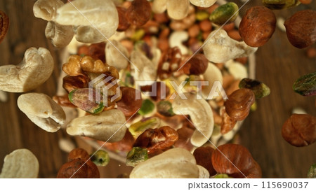 Freeze Motion of Flying Nuts Mix. Freeze Motion of Flying Nuts Mix. 115690037
